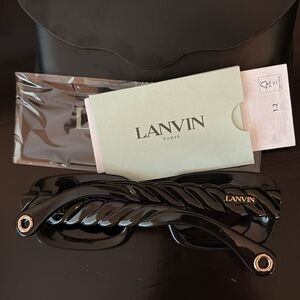 Lanvin Black Rectangular Sunglasses with Case